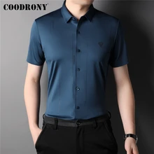 

COODRONY Brand Summer New Arrivals Turn-Down Collar Striped Short Sleeve Shirt Men Clothing Casual Multicolor Shirt Homme Z6059S