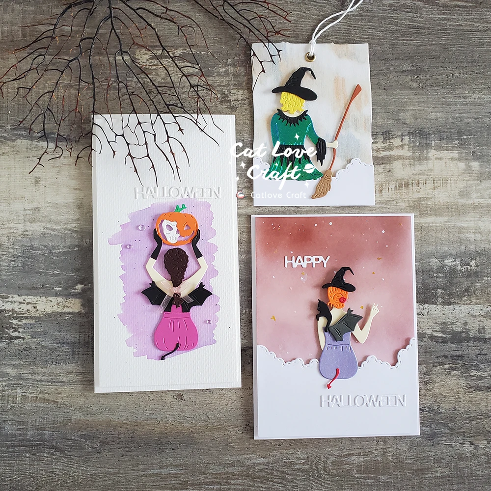 Description Picture 3 of itemCatlove Halloween Witch's Back Metal Cutting Dies Scrapbooking Mold Stencil Die Cuts Card Making DIY Craft Embossing New Dies