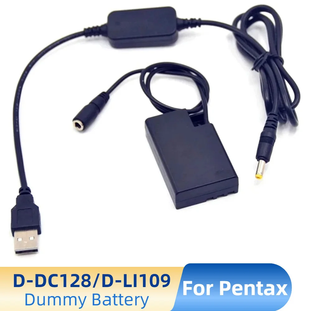 

Dummy Battery K-AC128 D-LI109 D-DC128 DC Coupler 5V USB-DC Cable for Pentax K-70 K-50 K-30 K-R K-2 K-S1 K-S2 Camera