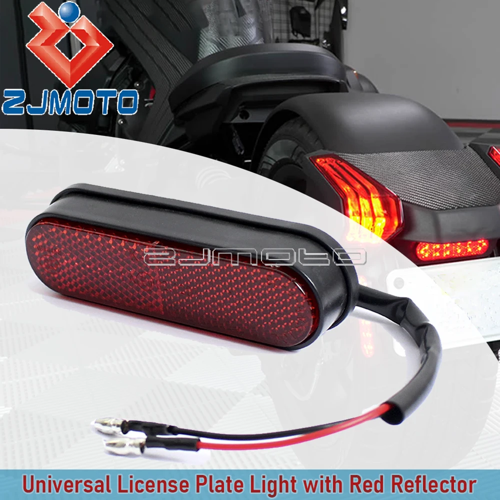 Universal Motorcycle Rear Reflector 3 LED License Plate Light Tail Red Reflector Safety Warning Panel For Honda Yamaha Kawasaki