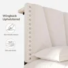 King Size Bed Frame, Storage Headboard Platform Bed with Charging Station and LED Lights, Sturdy Wooden Slats Support 4