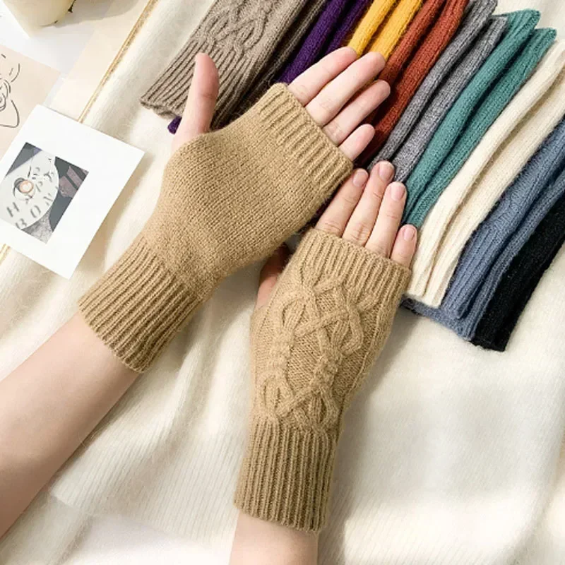 Unisex Finger Gloves Winter Soft Warm Wool Knitting Arm Gloves Soft Warm Half Finger Handschoenen Mitten Guantes For Women​
