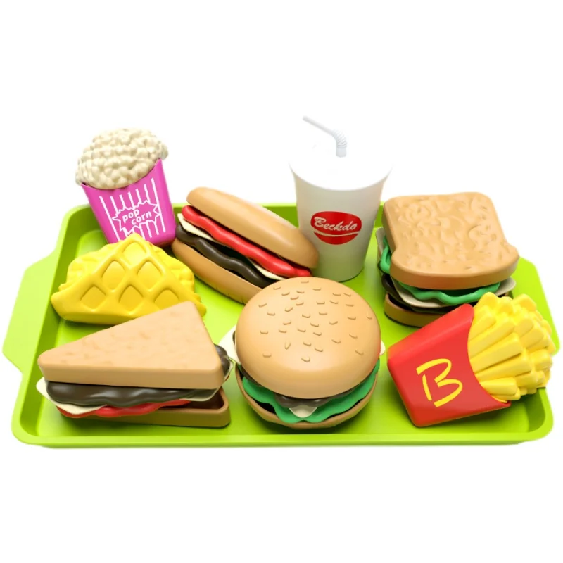 Mini Pretend Play Cooking Toys Hamburger Hot Dog DIY Set Play House Playtime toys Simulation Food Kitchen Assemble Kit