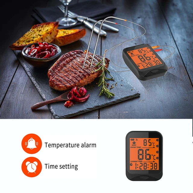 Moes Smart Thermometer Bluetooth BBQ Thermometer Food Grade Probe for BBQ,Oven,Baking  and Cooking,Timer and Tuya Alarm - AliExpress