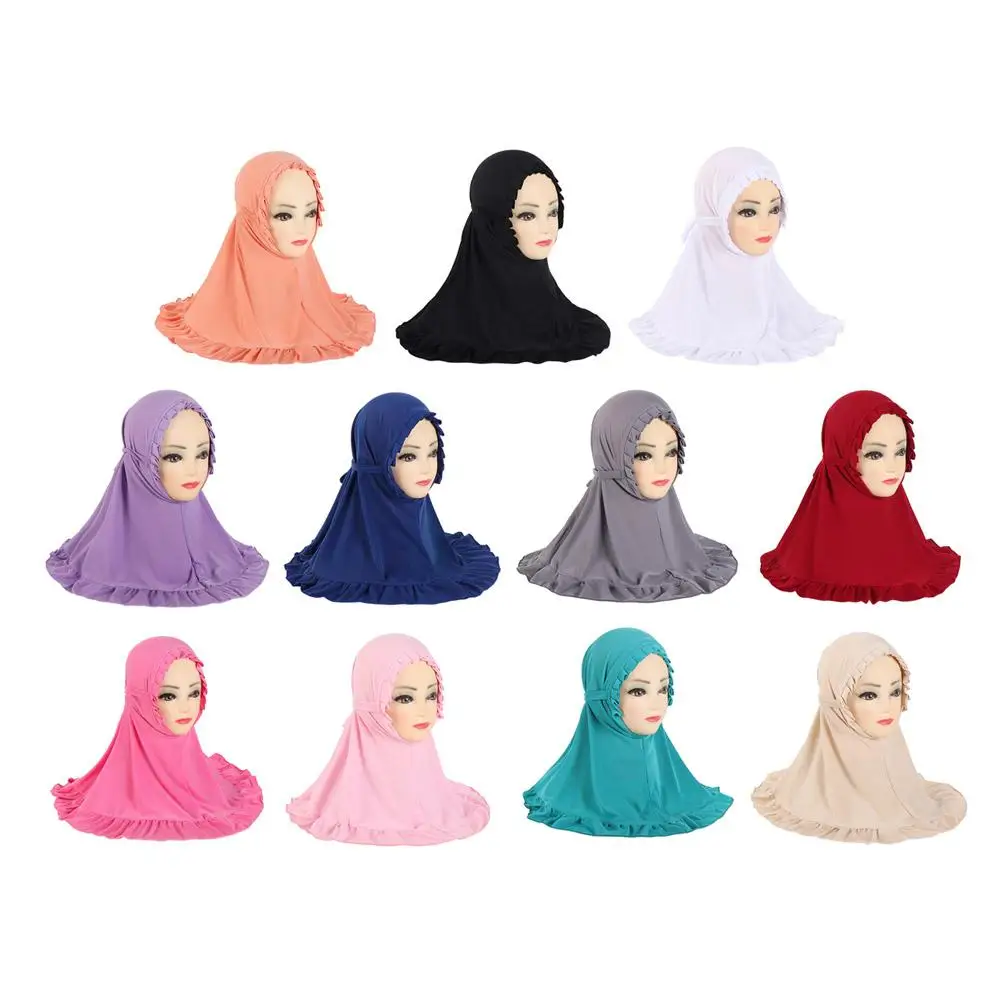 Beautiful Headscarf Fit 3-6 Years Old Girls Cute Hijab Baby Caps Cute Hijab Head Scarf Baby Muslim Shawl Turban Caps