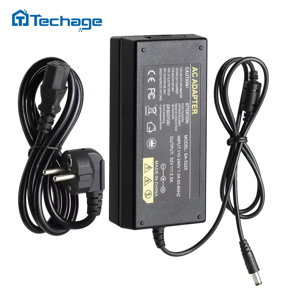 Techage 52V 2.5A AC 100-240V DC 5.41 мм EU / AU / UK US Power Adapter Charging Device