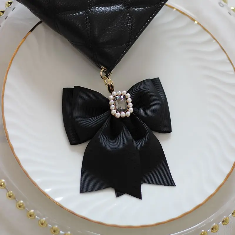 Japanese Liz Bow Ribbon Gem Girl Wallet Pendant Rhinestone Bowknot Keychain Fashion Bag Accessories Bag Charms