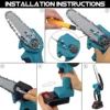 Gisam Brushless 8 Inch Electric Saw Electric Chainsaw One-handed Woodworking Garden Tool Pruning Saw For Makita 18V Battery 4