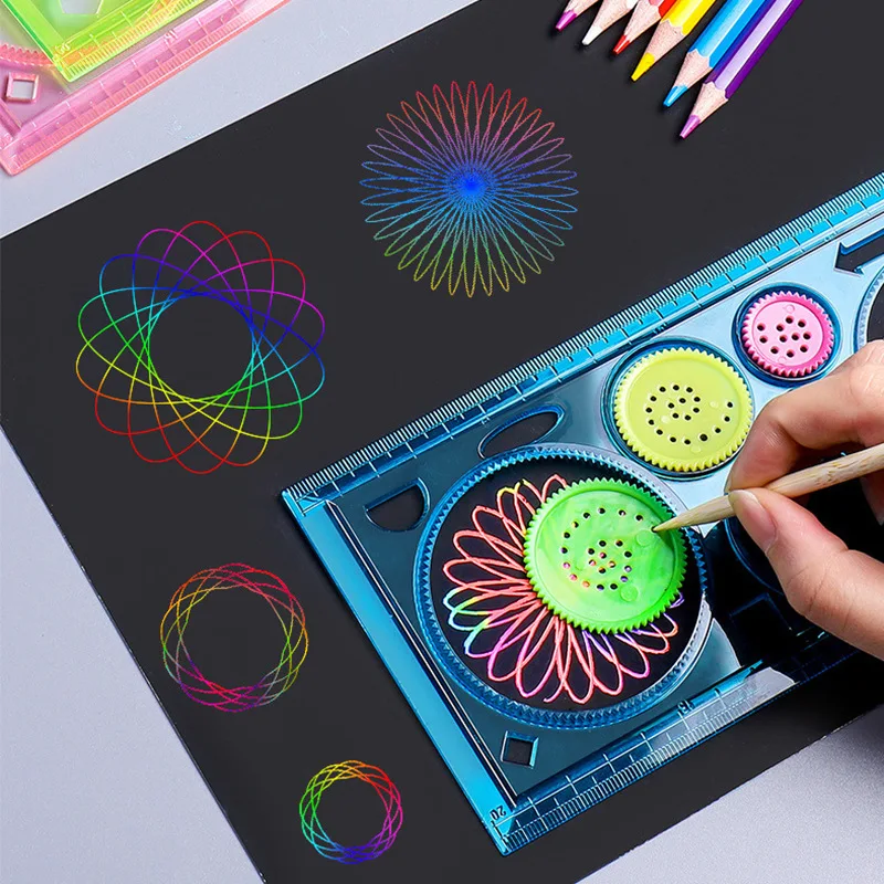 멀티 모양의 플라스틱 눈금자 그림 그리기 템플릿 타원형 기하학적 템플릿 곡선 패턴 눈금자 편지지 사무용품