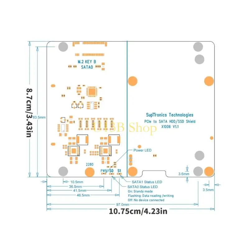 U13B X1006 PCIe Expansion Board for 2.5" Disk and M.2 Key B 2280 SSD Fast Speed
