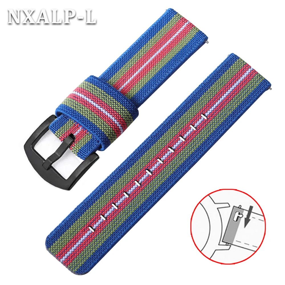 Military-Style Elastic Nylon Watch Band - Quick Release Sport Strap