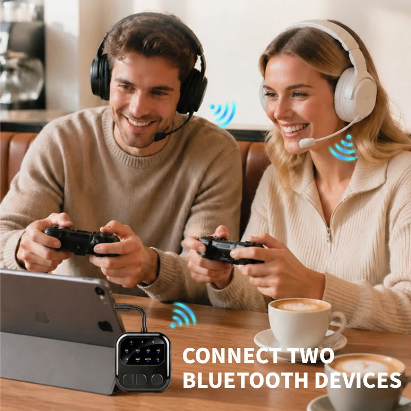KEBIDUMEI 블루투스 6.0 오디오 수신기 송신기 3.5mm AUX HIFI 음악 듀얼 스트림 무선 어댑터(TV 자동차 비행용 마이크 포함),Bluetooth 6.0 Audio Reciever Trans