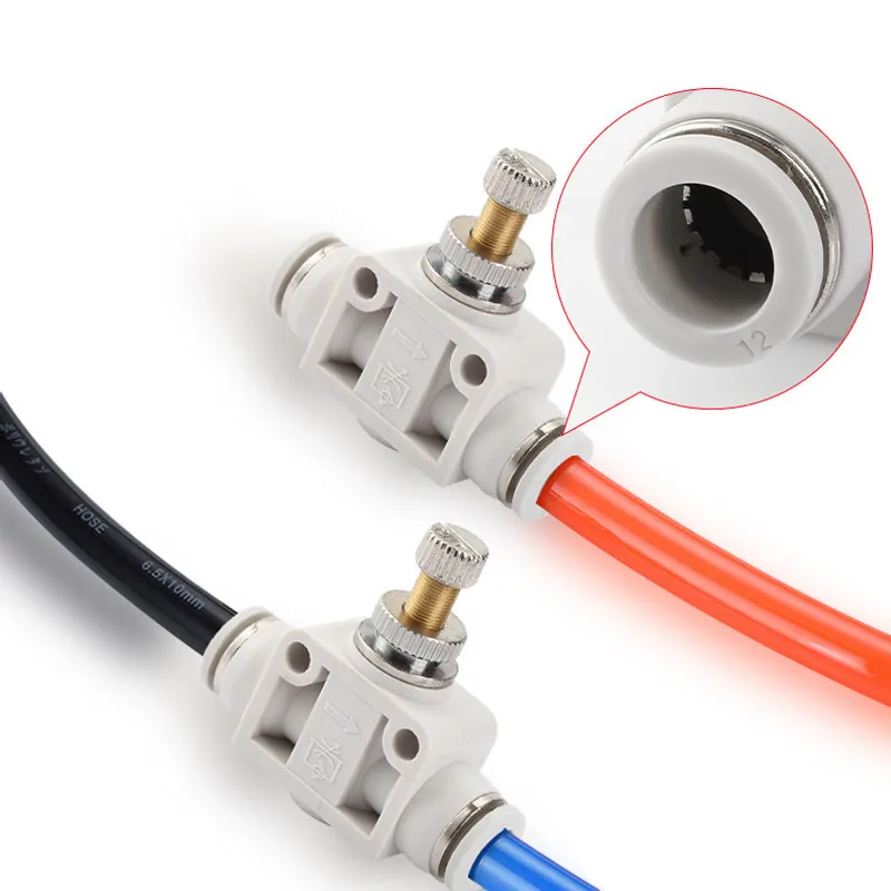 Pneumatic Throttle Valve Air Connector Fitting, Push-In Hose Plastic