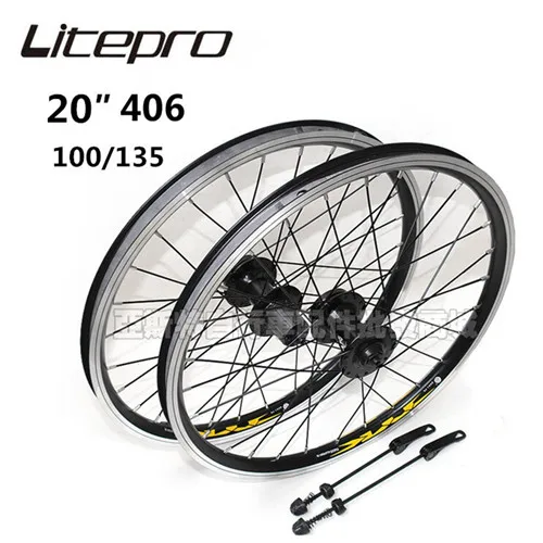 

Liteproelite Folding Bicycle Wheels JIELUN 20 inch 406 Wheelset V/Disc Brakes Double Rims 8/9/10 Sealed Bearing Wheels 28 Holes