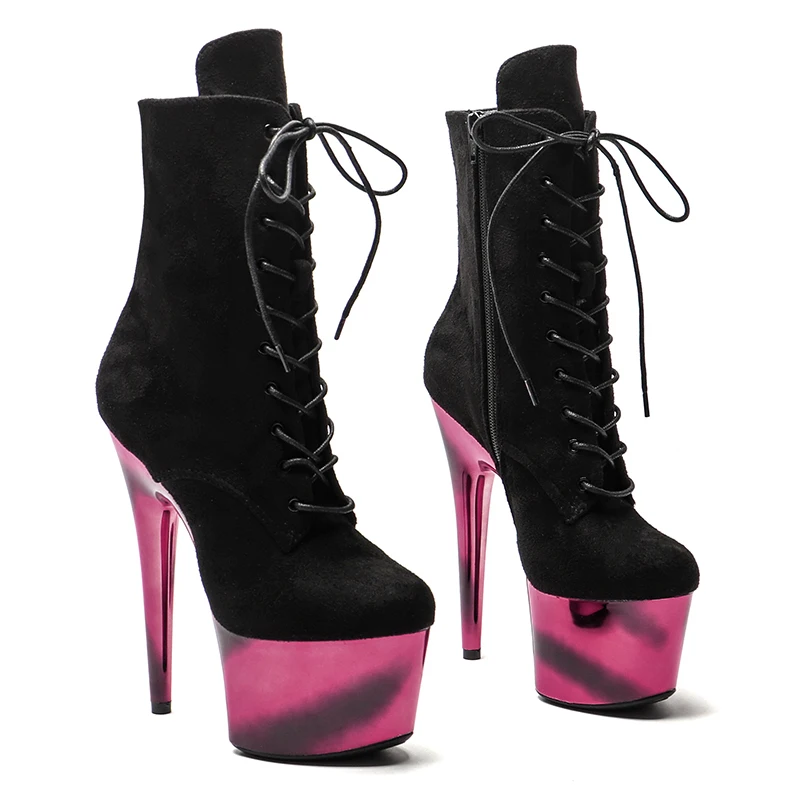 

Leecabe 17CM/7inches Pole dancing shoes High Heel platform Boots Thin Heels Sexy Fetish Platform Women Shoe 3D