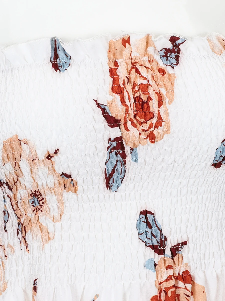 Finjani Floral Print Shirred Crop Tube Top & Blouse women's Ruffle Hem Plus Size Tops