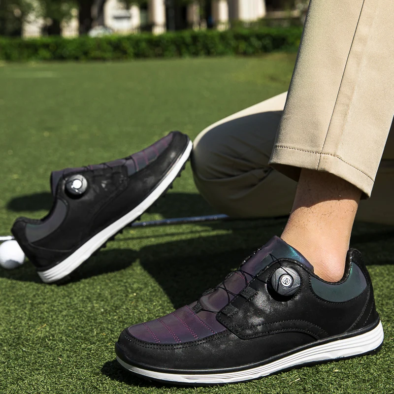 Hot Sale Professional Golf Shoes Men Outdoor Anti-Skid Quick Lacing Golf Spikes Sneakers Breathable Waterproof Luxury Shoes