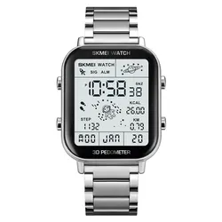 Enhanced Sports Digital Wristwatch with Stopwatch, Countdown Timer, and Calorie Tracker (Silver)