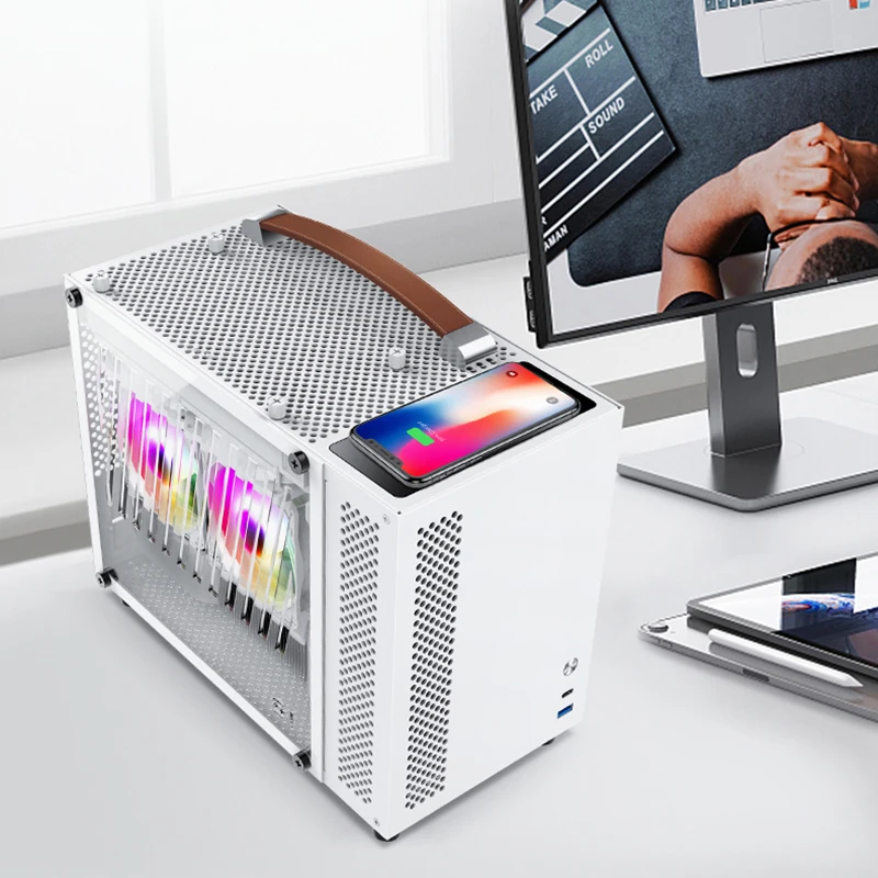 Caixa de Computador de Alumínio com Carga sem Fio Gaming pc Chassis M-atx Mini-itx Sfx Psu Radiador 135 mm Metalfish-s1 - Imagem 5