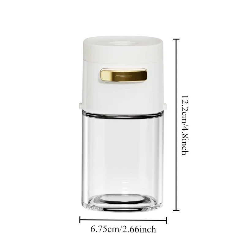 180ml Glass Quantitative Seasoning Jar, Press-Type Salt Control Bottle, Kitchen Household Seasoning Can, Sealed Salt Jar