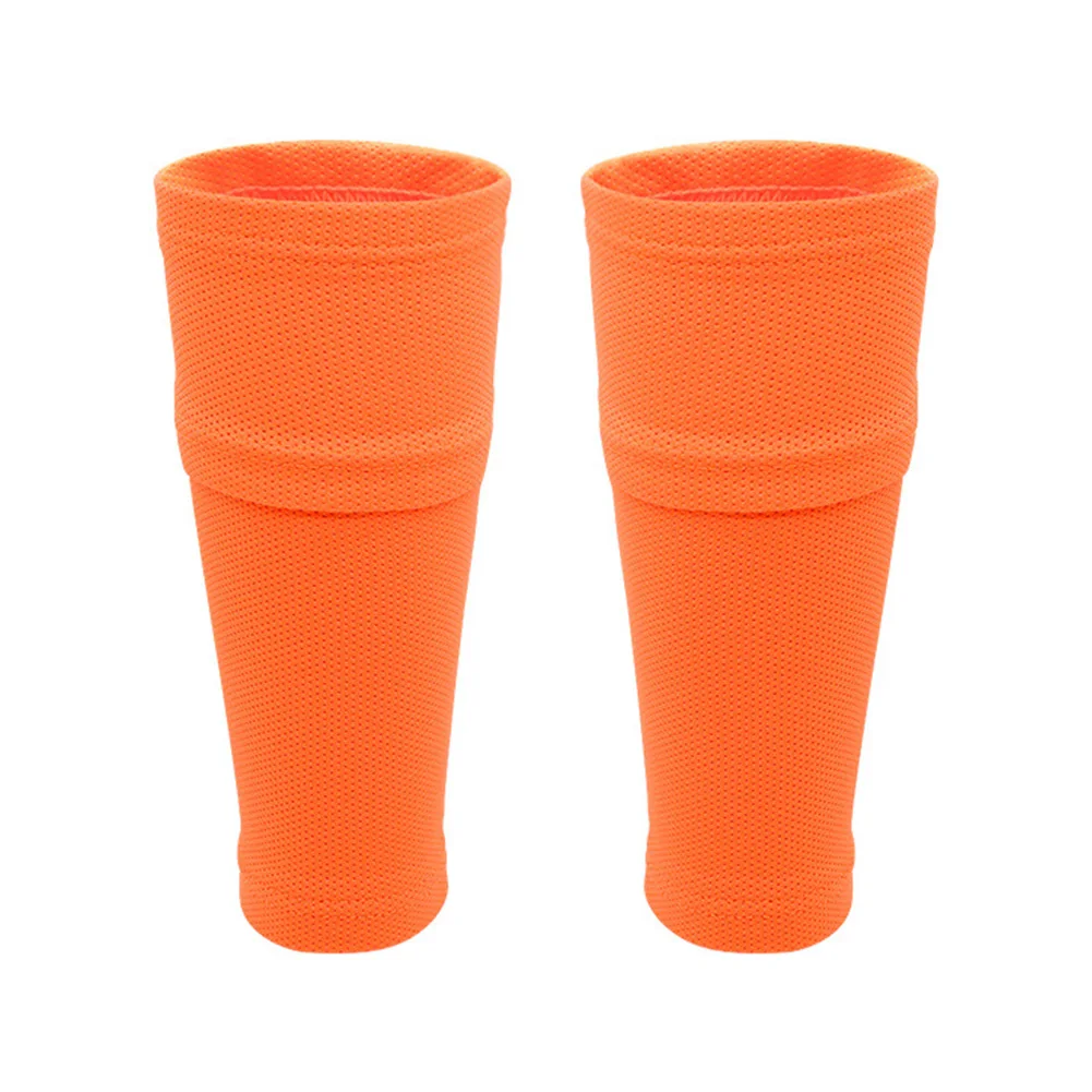 Football Shin Guards 1 Pair Double-Layer High Elastic Silk Football Socks Bottomless with Insert Pockets Protective Gear
