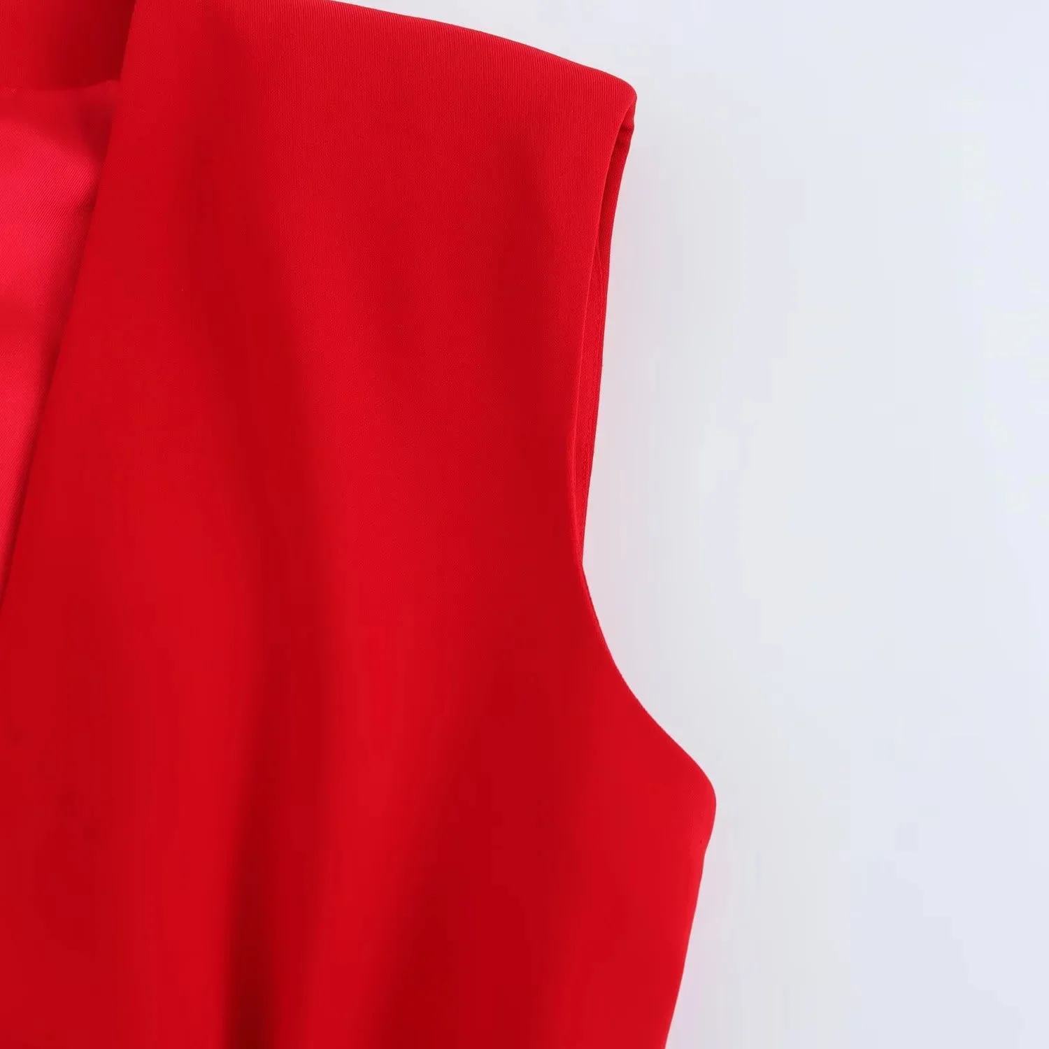 Lady Chic Red Vest Blazer Suit V Neck Sashes Sleeveless Blazer High Waist Wide Leg Pants Fashion Summer Sets