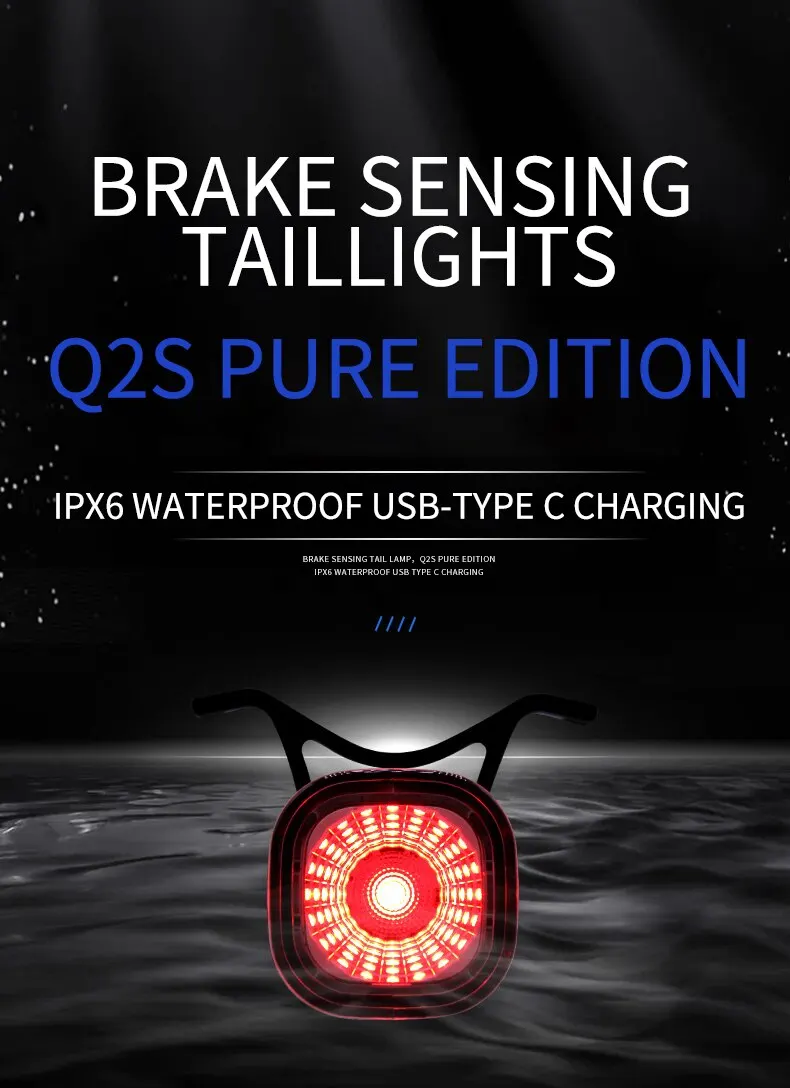 Description Picture 2 of itemOFFBONDAGE Smart Bicycle Brake Light IPx6 Taillight Type-C Bike Tail Rear Light Auto Stop LED Riding Warning Cycling Light