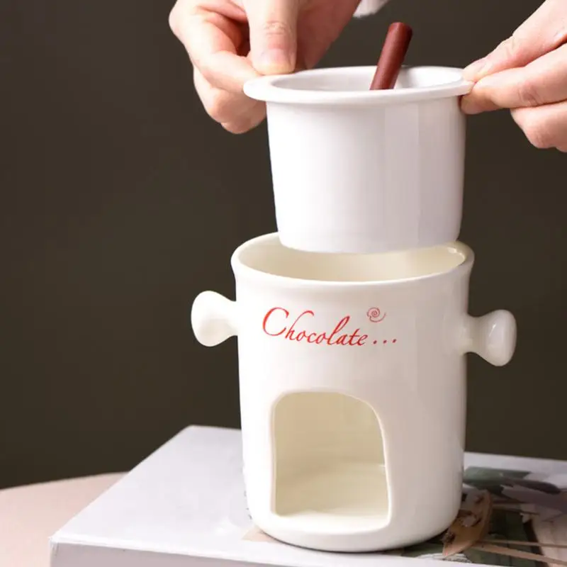 Chocolate Fondue Pot Home Snack Candy Chocolate Melter Pot Cheese Fondue Ceramic Hot Cheese Hot