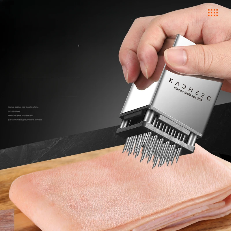 1pcs Meat Hammer Stainless Steel Steak Tenderizer Household Kitchen Tool Double-sided Meat Loosener Kitchen Hammer