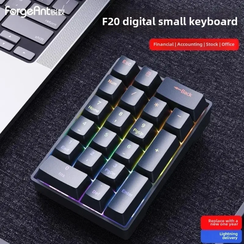 Forgeant F20 디지털 기계식 키패드 미니 키보드 RGB 20키 회계사용 유선 키보드 노트북 외부 휴대용 금융 사무실용