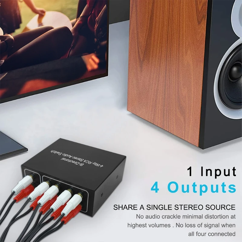 

4-Way RCA Stereo Bidirectional Switchers for DVD Stereo Speaker CD Player 10Meter Length Cables Lossless Device Drop Shipping