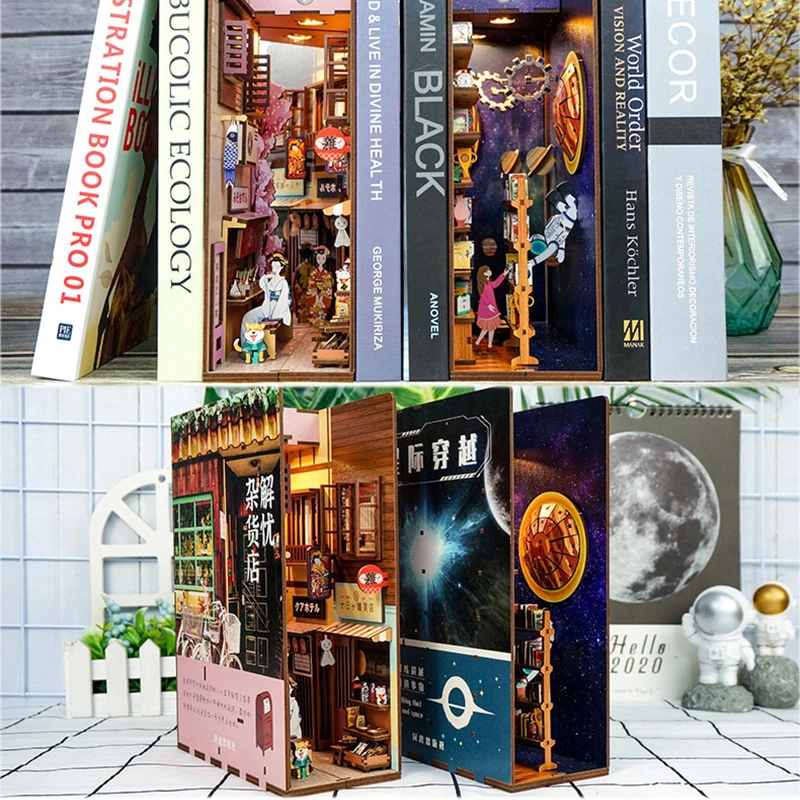 DIY KIT Diagon Alley Wooden Book Nook Art Bookends Removable Handmade Book  Decoration Castle Building Bookshelf Birthday Gift - AliExpress
