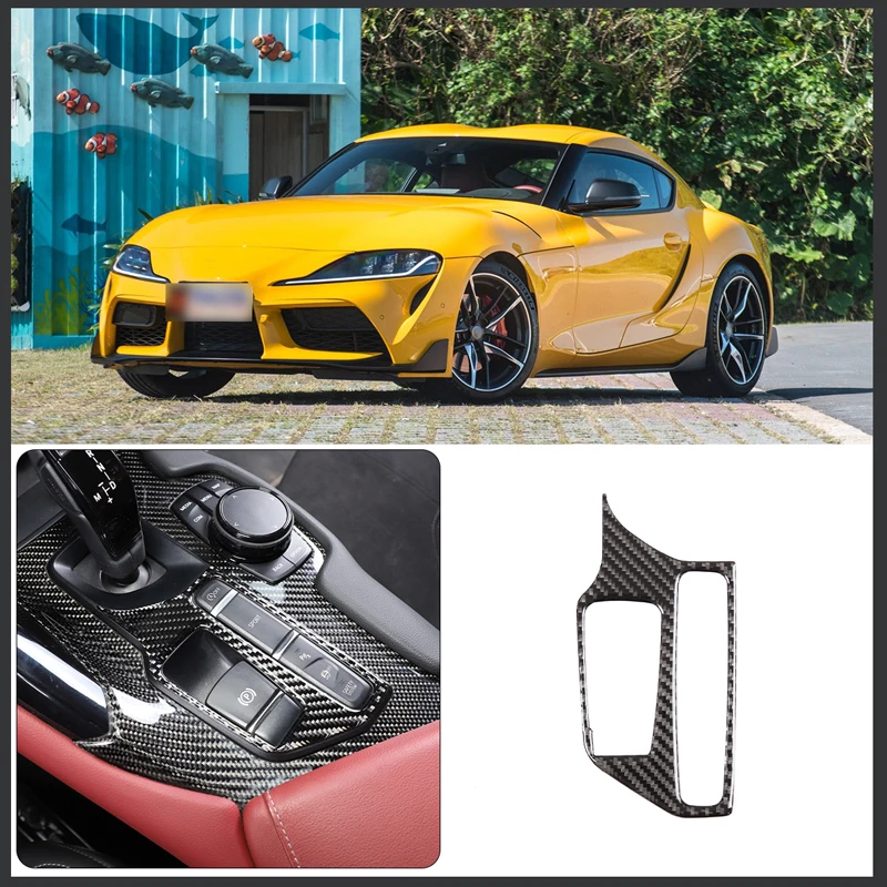 

For 2019-2022 Toyota Supra GR A90 Soft Carbon Fiber Car Styling Gear Base Panel Sticker Car Interior Decoration Accessories