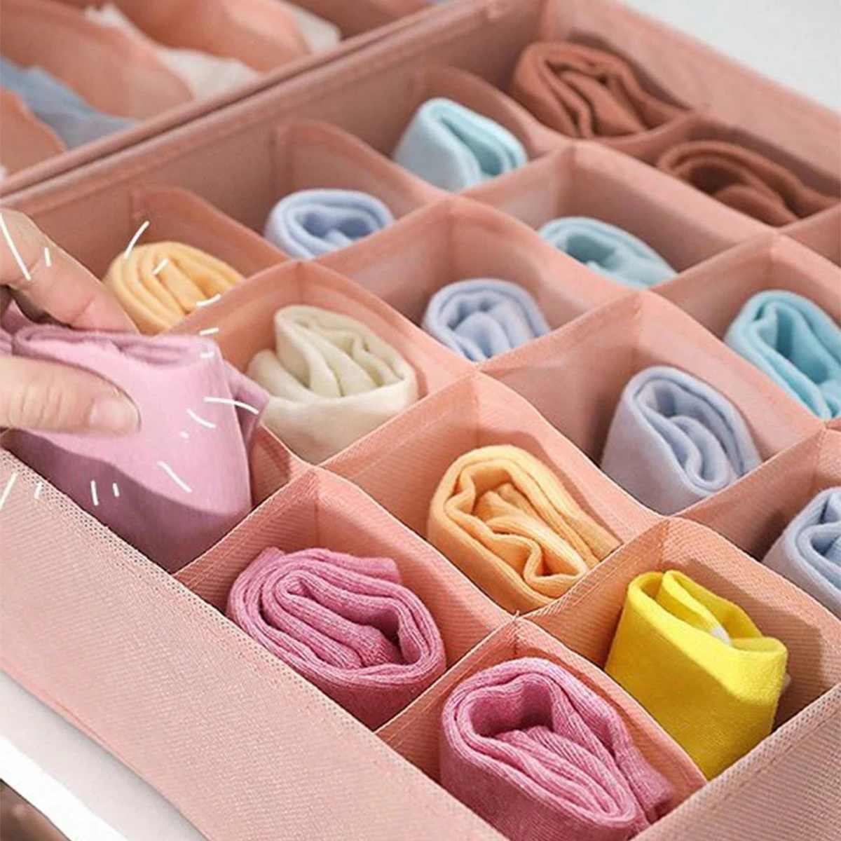 1pc breathable fabric underwear storage box, folding multifunctional drawer organizer for bras and socks, drawer organizer 6