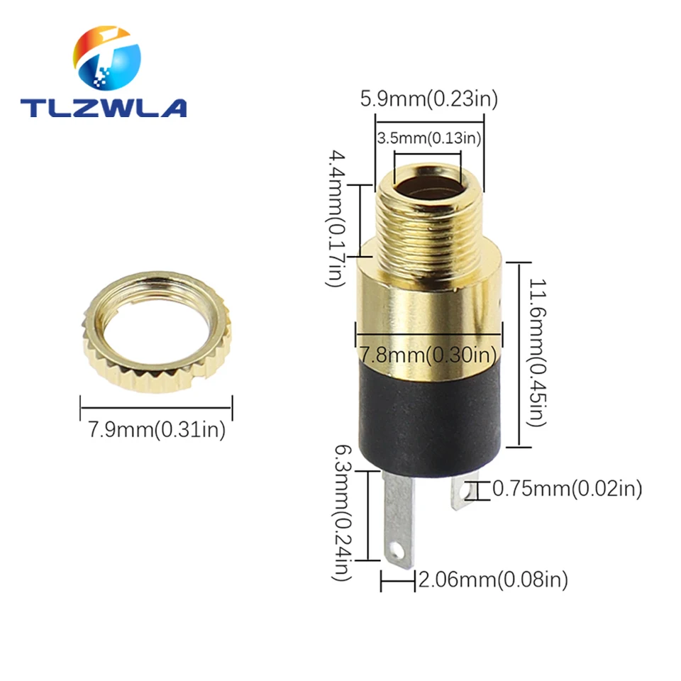 ✳Pページ✳no.573•586 リング •11号 5PCS 3.5MM Cylindrical Socket PJ-392 Stereo Female Socket Jack