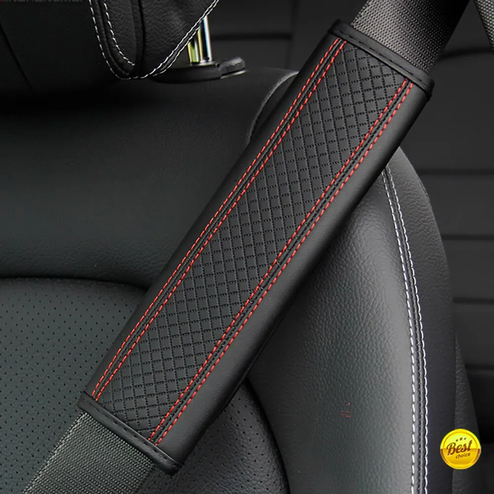 PU Leather Embossed Seat Belt Shoulder Cushion - Comfort & Protection Accessory