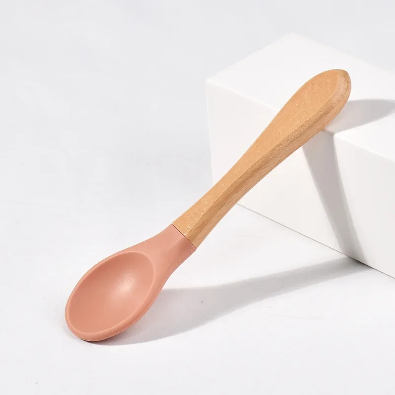 Spoons Baby Feeding Spoon Fork Wooden Handle Spoon Fork Set, Baby Plate Set - 第 22/22 張圖片