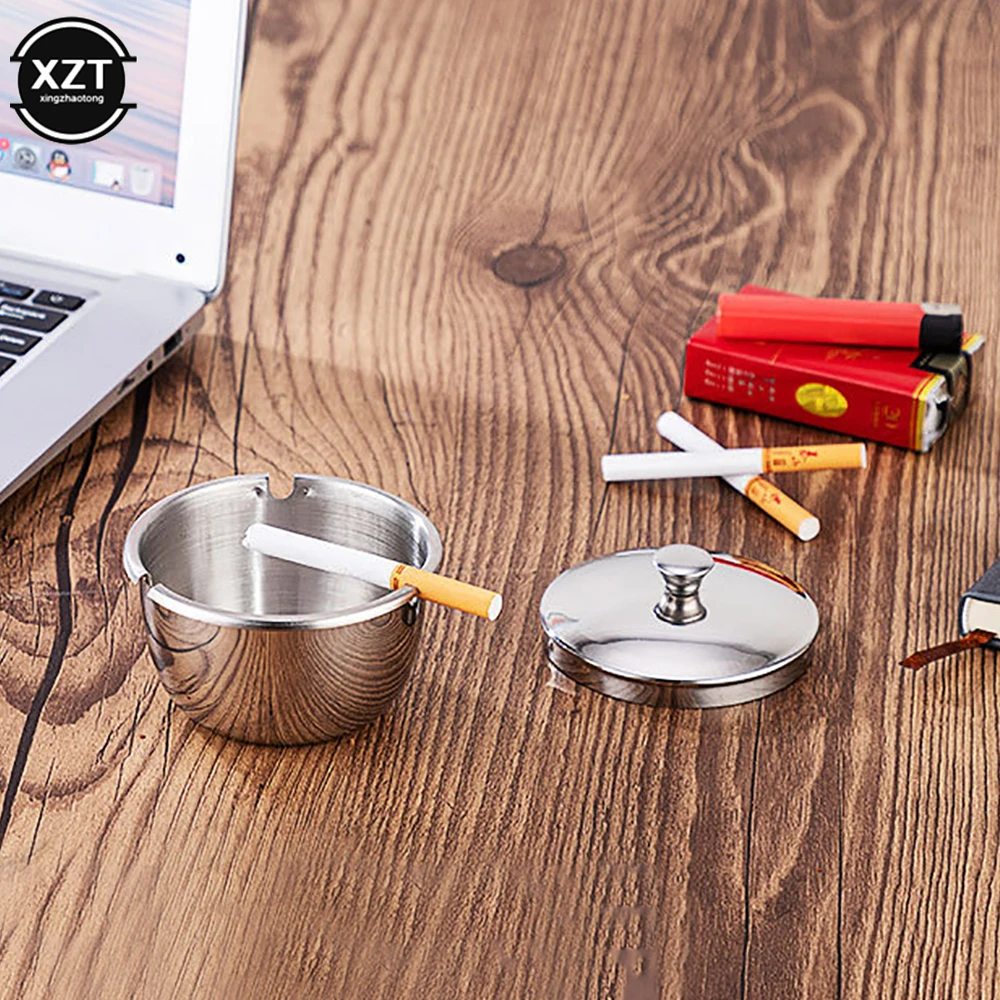 Toilet Bathroom Stainless Steel Ashtray Creative Living Room Household Ashtray With Cover Lid Free Punching Wall Mounted Ashtray images - 6