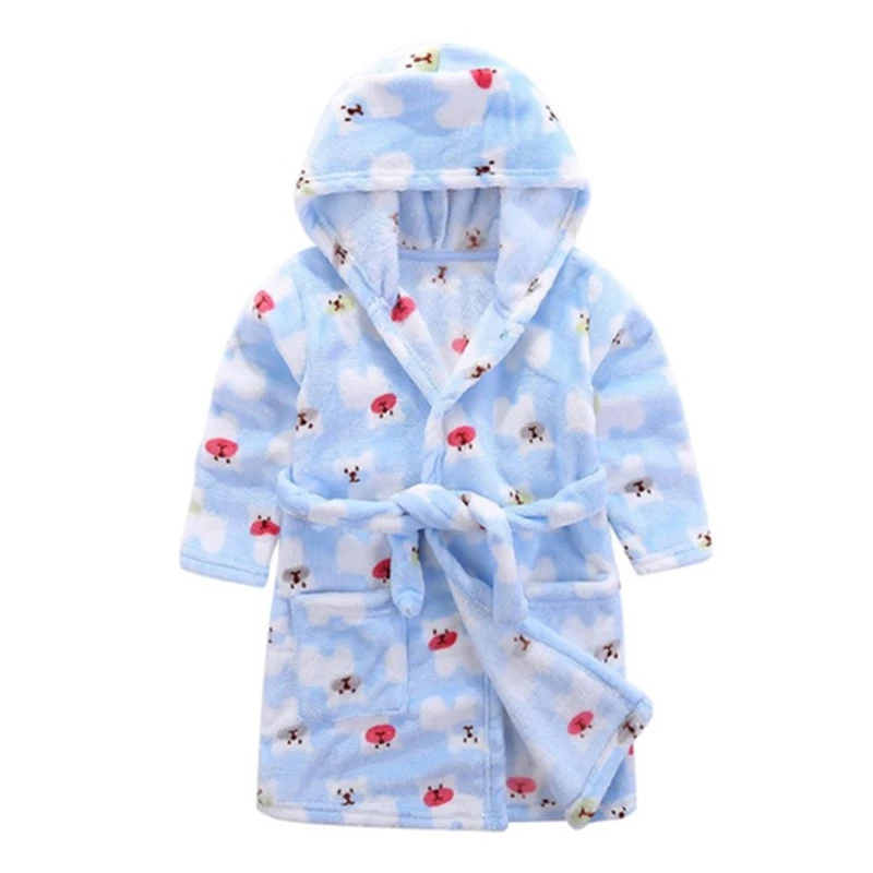 Children's Robes For 2-6 Years Baby Kids Pajamas Boys Girls Cartoon Sleepwear Bathrobes Kids Hooded Baby Robes Flannel Sleepwear kids pajamas set child bathrobe kids robe