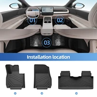for Xpeng G6 Car Floor Mats Cargo Liner Trunk Pad TPE 3D Foot Mat Waterproof Odorless Tray Set BLACK 3
