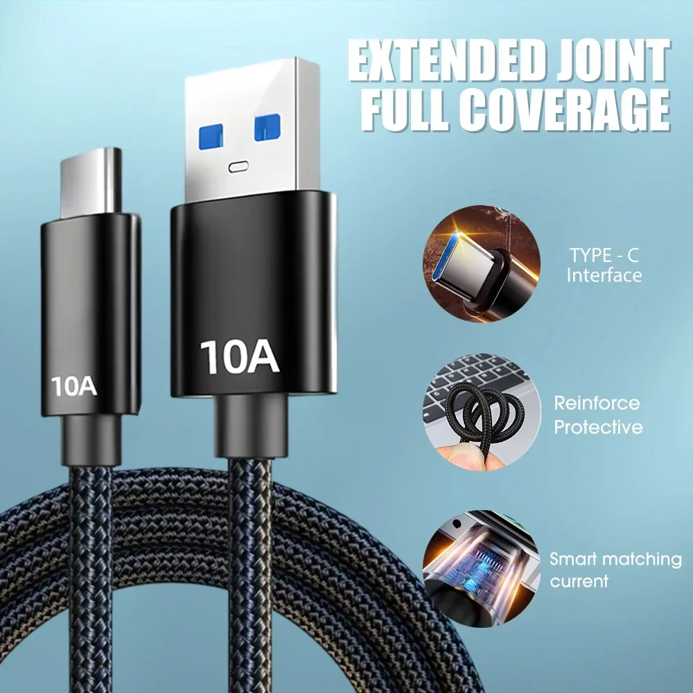 Nylon Braided 120W 10A USB-C Fast Charging Data Cable