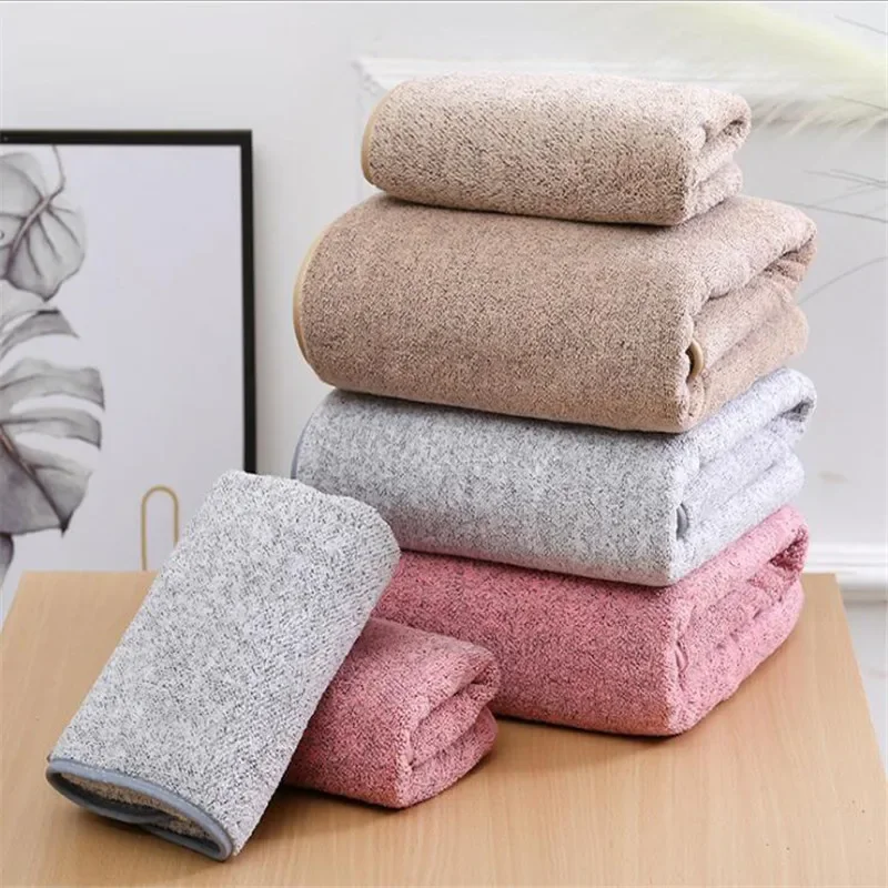 Bamboo Charcoal Fiber Towel Set Coral Velvet Bath Towel Adult Microfiber Bamboo Charcoal Face Hand Bathroom Bath Set
