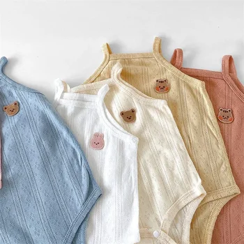 Cute Cartoon Newborn Baby Rompers Cotton Breathable Vest Bodysuits for Infants Kids Summer Thin Baby Clothings