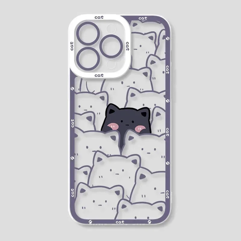Cute Cartoon Cat Couple Phone Case for iPhone 17 16 15 14 thumbnail 2