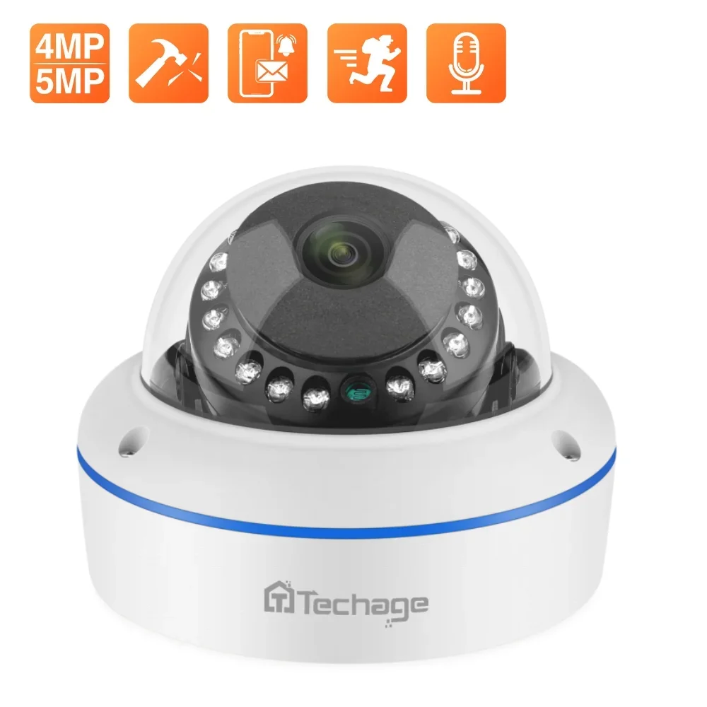 Techage Super HD 4MP 5MP PoE IP Camera Dome Indoor Eplosion-proof CCTV Camera Audio Recording P2P Video Surveillance