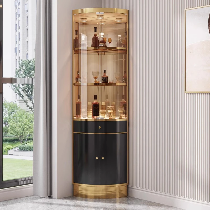 Showcase Corner Display Cabinet Coffee Shelves Decoration Home Bar Cabinet Open Storage Witryna Szafka Szklana Bar Furniture