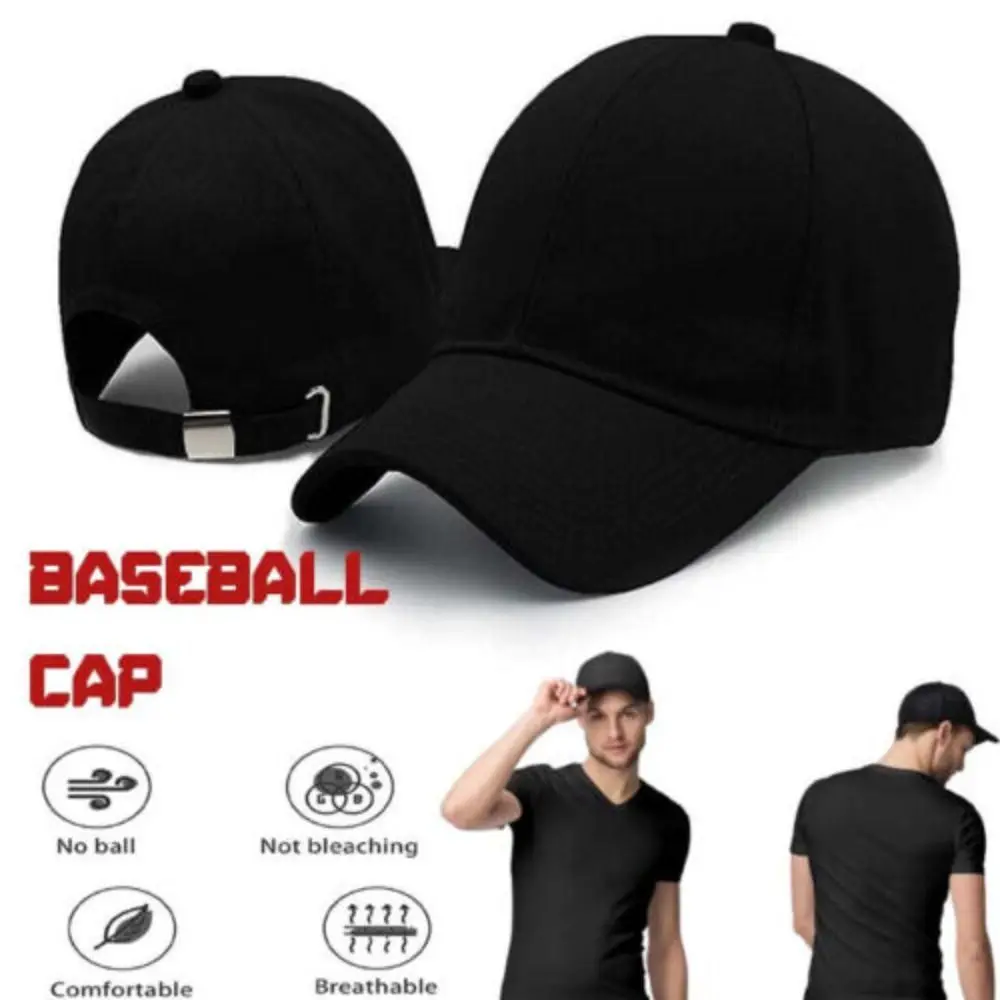 Baseball Cap Black Adjustable UV Protection Summer Hat