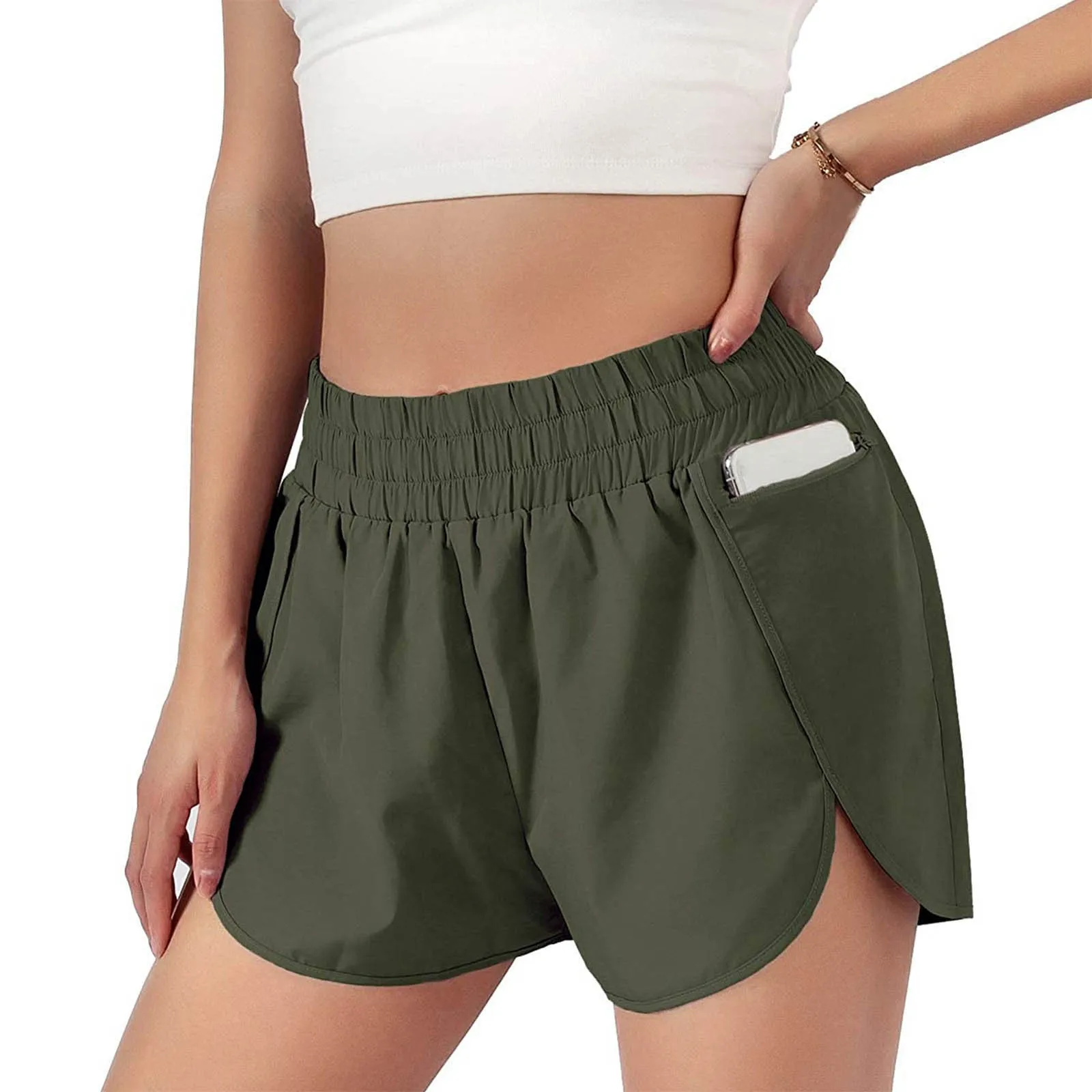 Sports Shorts Yoga Shorts Compression Shorts Elastic Workout High Waist Shorts Running Yoga Fake Women Athletic Shorts Quick Dry Fitness Breathable