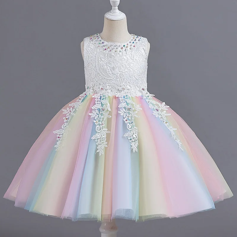 

7 to 9 10 12 14 Years Baby Girls Elegant First Communion Party Wedding Dresses Gala Young Children White Princess Dress Clothes