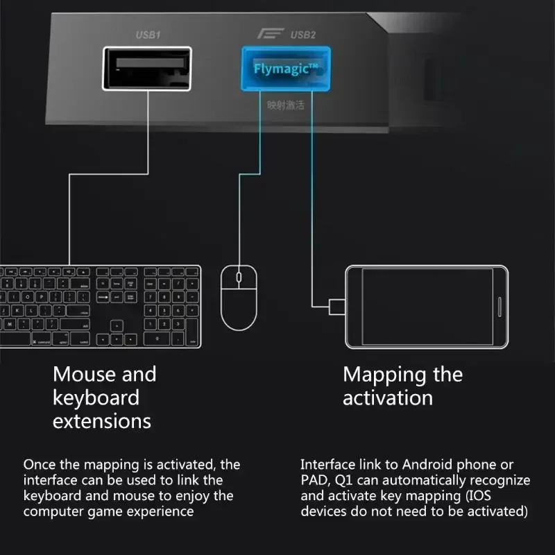 Flydigi Q1   Ű 콺 , USB ̽    ȣȯ ,   HX6A